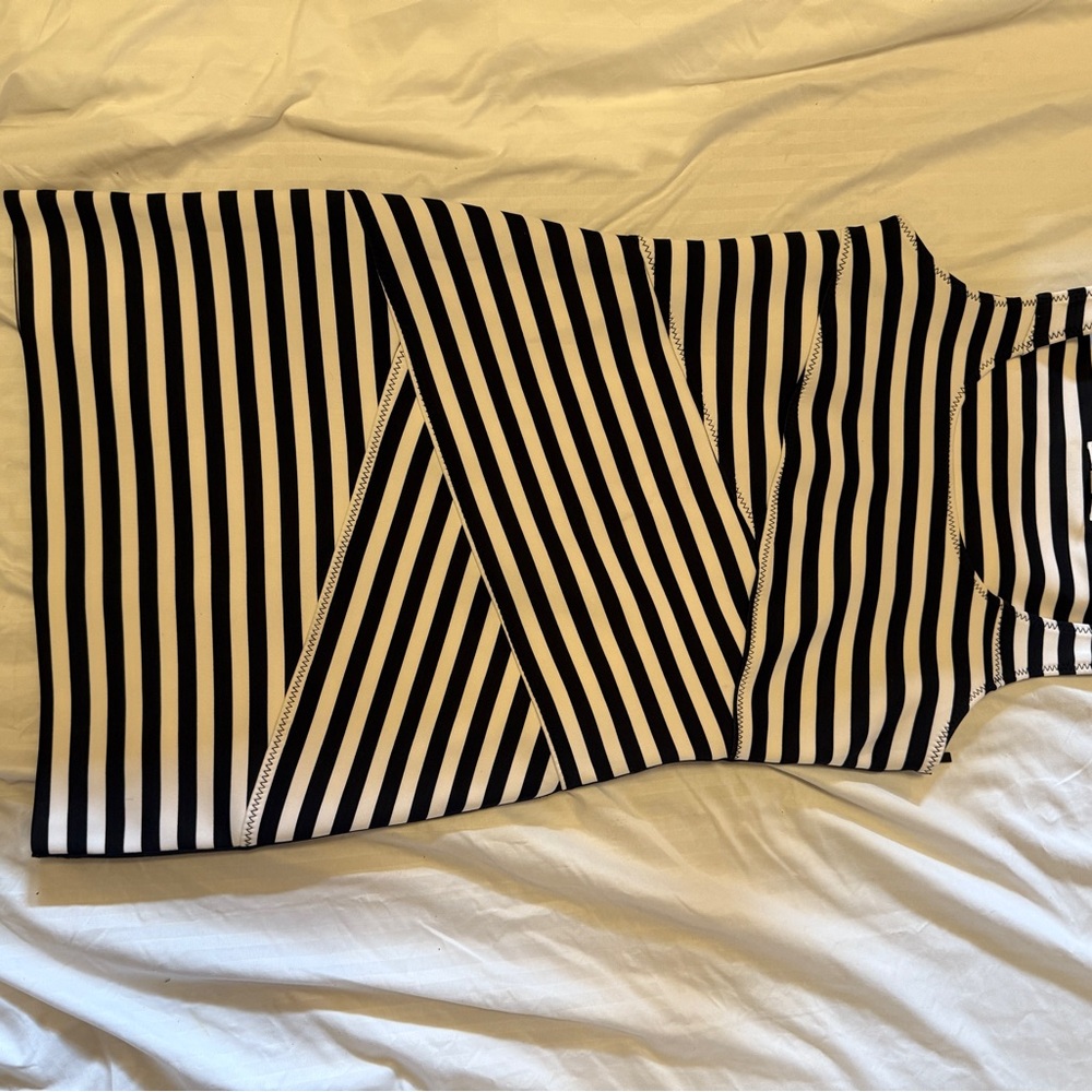 Michael Kors Monochrome Striped Bandage Dress